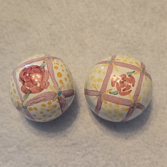 MacKenzie-Childs Floral Ceramic Knobs - Pink & Yellow - Picture 1 of 4